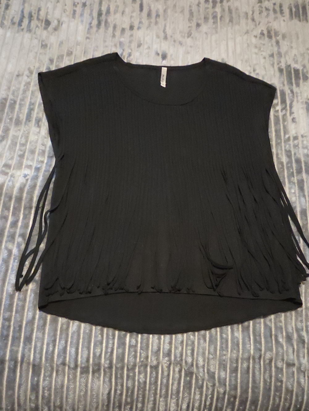 Miilla Clothing Black Fringe Sleeve Tunic Top
